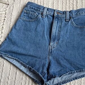 High-Waist Blue Denim Shorts